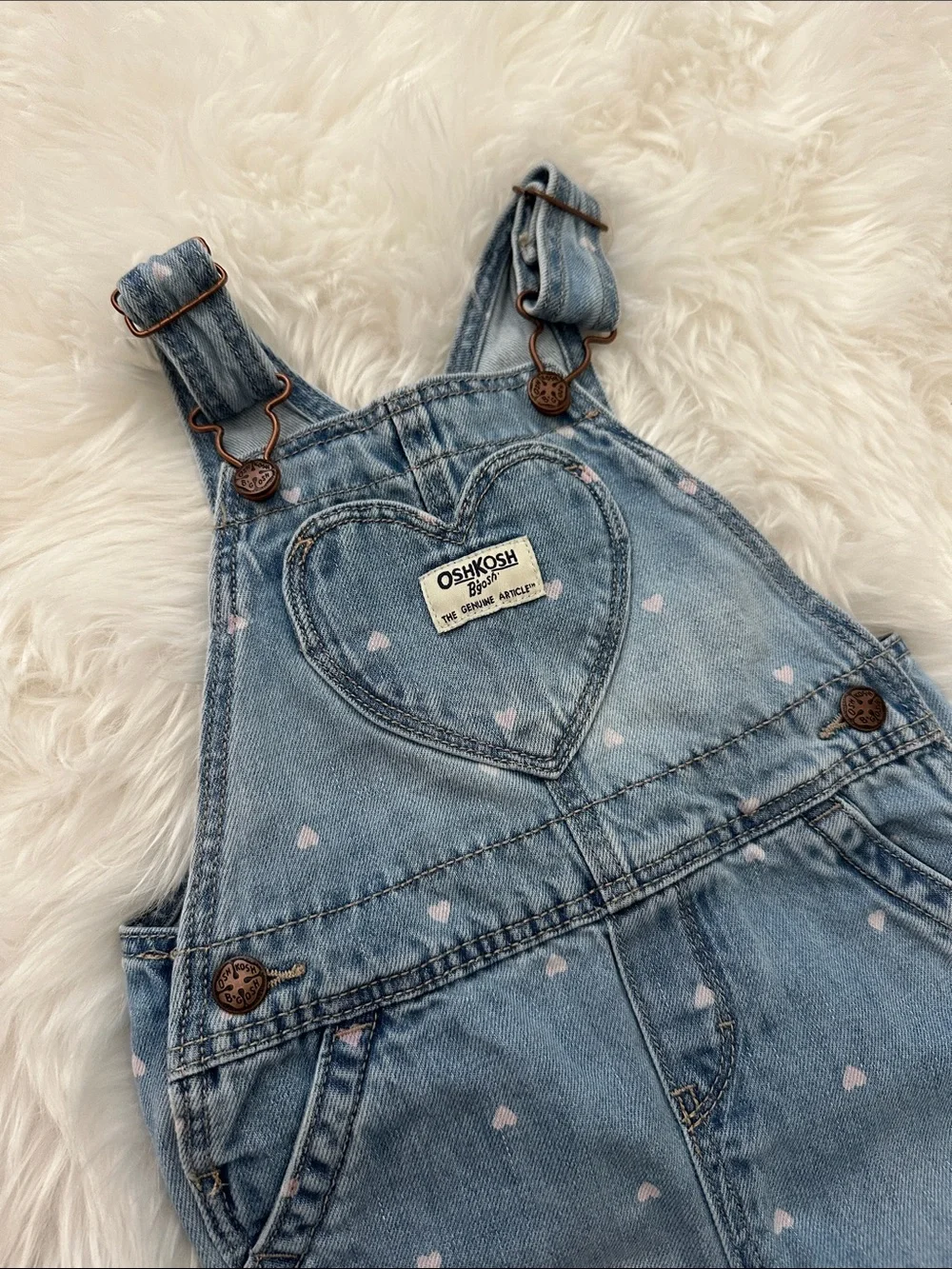 OshKosh B'gosh Denim Overalls with Pink Heart Detail